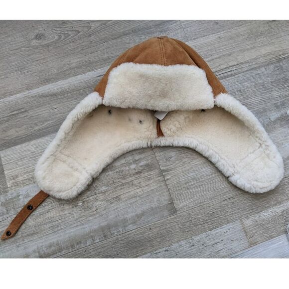 LN Esty's luka pelli leather wool Polish trapper aviator bomber hat - Picture 3 of 10